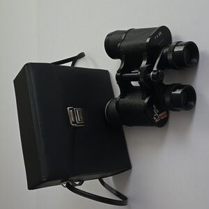 Vintage Black Binoculars with Case